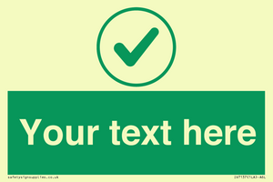 Custom green background, green tick in circle sign